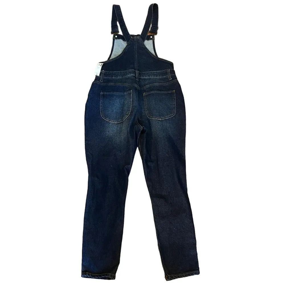 No Boundaries Womens Denim Overalls Jeans Skinny Dark Wash Size L 11/13 NWT - Image 2