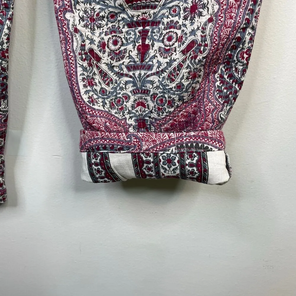 Antik Batik Quilted Cotton Voile Paisley Tajar Ankle Cargo Pants Trousers S 38 - Image 13