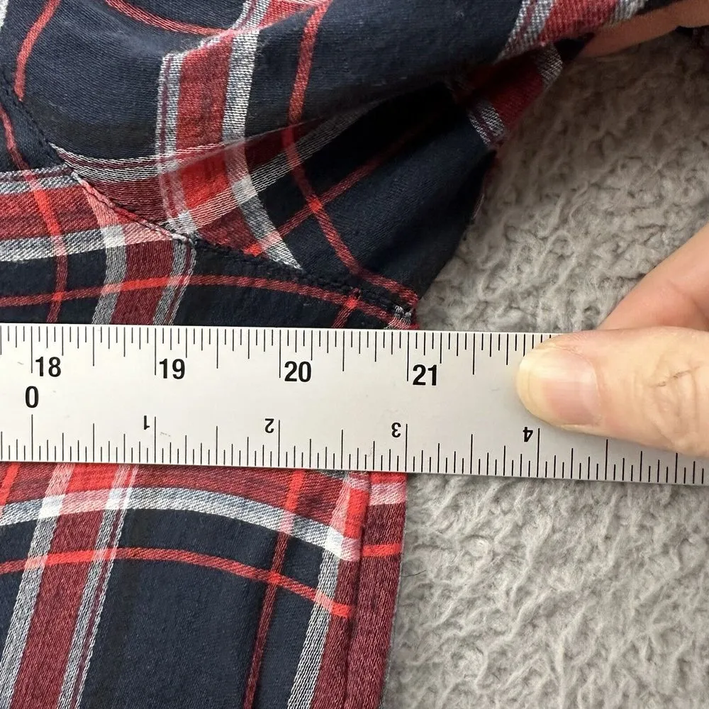 Loft Puff Sleeve Plaid Button Up Shirt Casual Preppy Office Travel‎ Women's M - Image 7