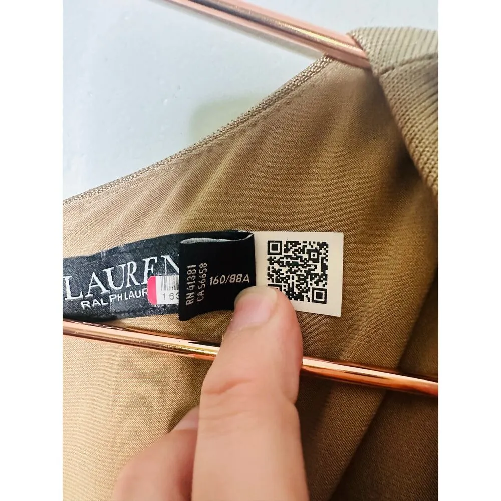 LAUREN RALPH LAUREN Gold Foil Print Twist Front Nadira Jersey Gown Size 4 - Image 14