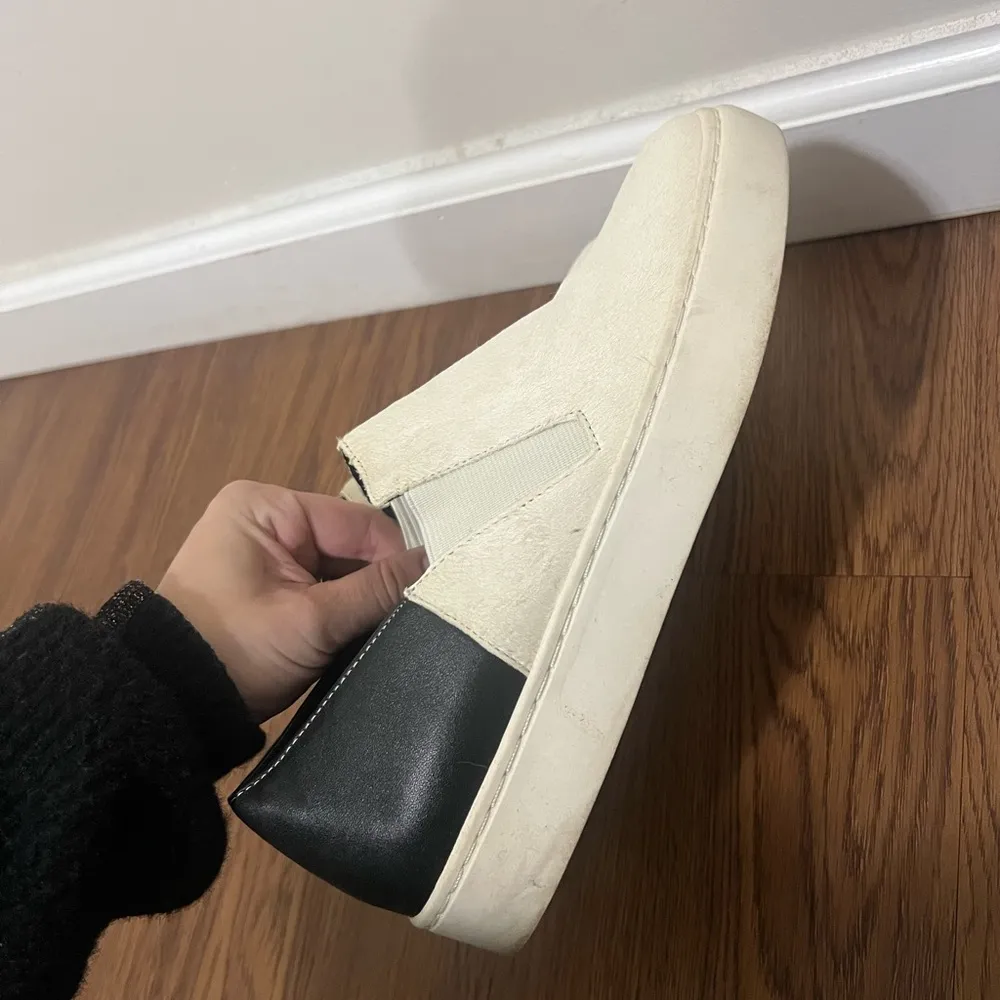 Free People White Calf Hair Varsity Slip On Sneakers Size 38 EU - Image 4