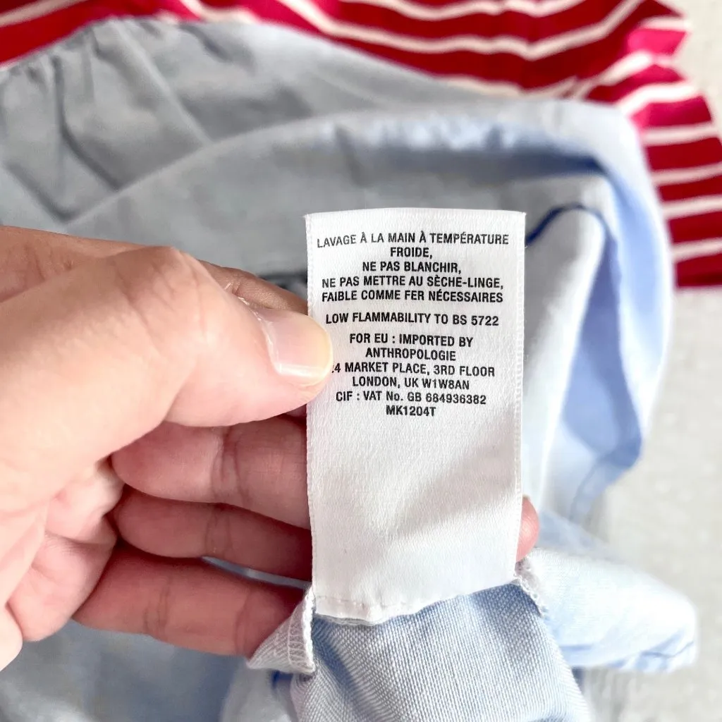 Anthropologie Elias Striped Top Red White Blue Peplum Short Sleeves XS Boho - Image 5