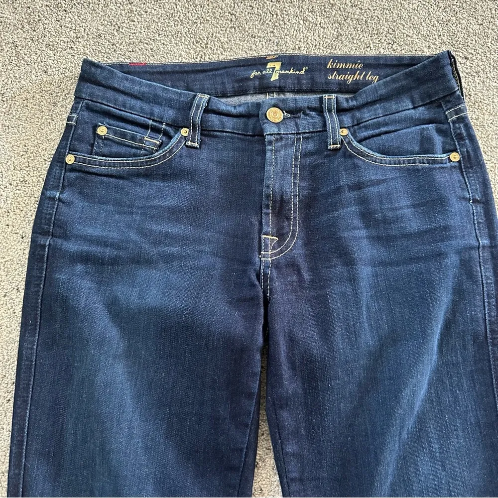 7 For All Mankind Kimmie Straight Leg Raw Hem Jeans - Image 2