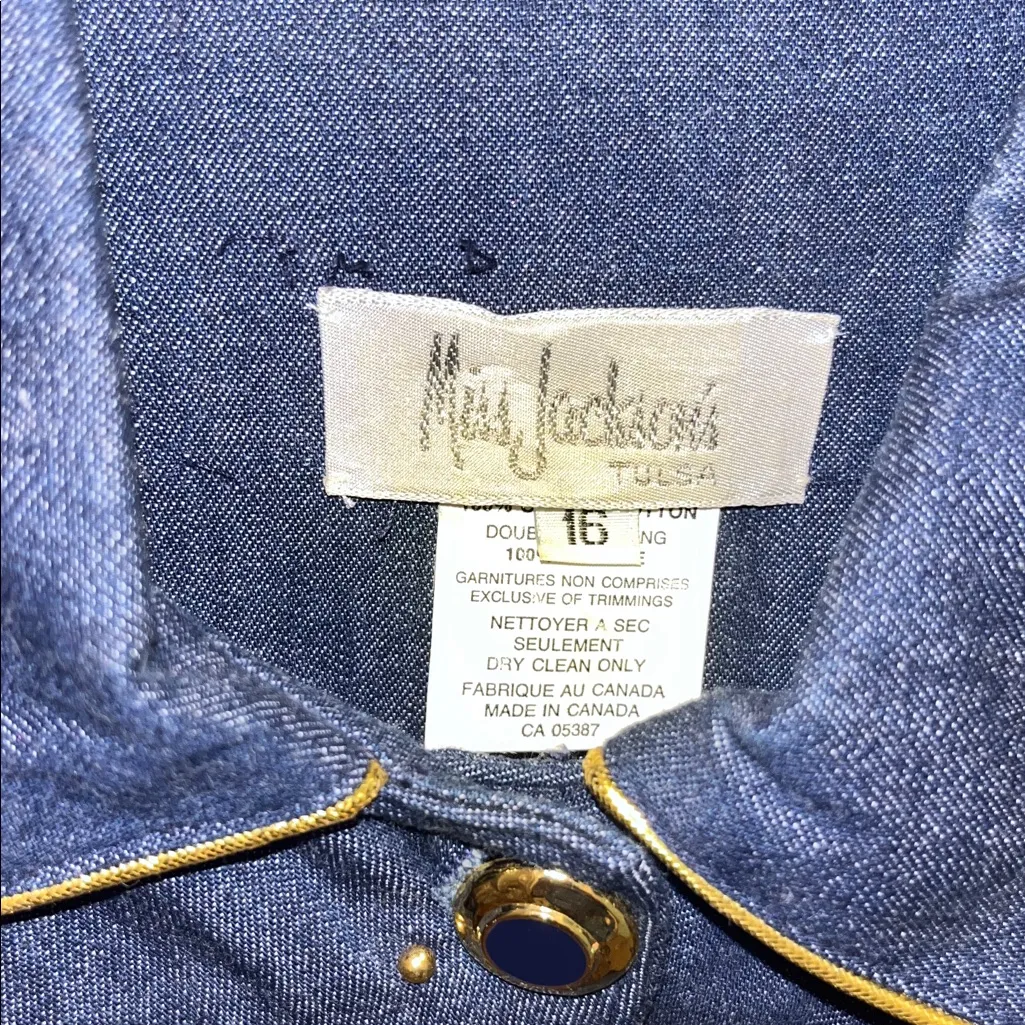 Vintage Western Country Cowgirl 80s Y2K Denim Shirt Jean Dress Gold Denim Retro Size XL - Image 6