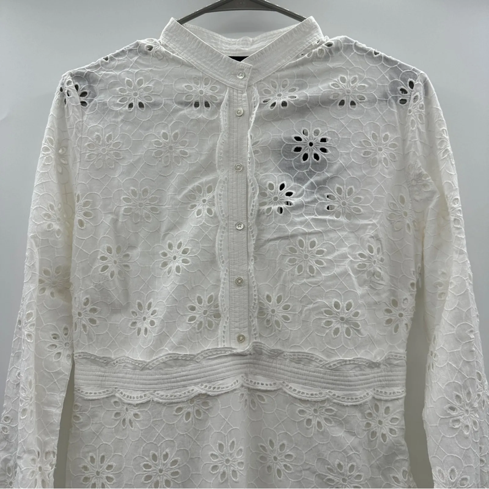 The Kooples Long White Dress With Broderie Anglaise Floral Midi‎ Sz 1 (S) NEW - Image 4