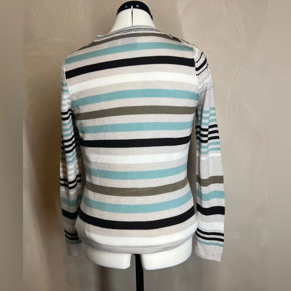 Tailor B. Moss Company Womens Long Sleeve pullover Striped Casual Sweater|Sz:S Blue - Image 14