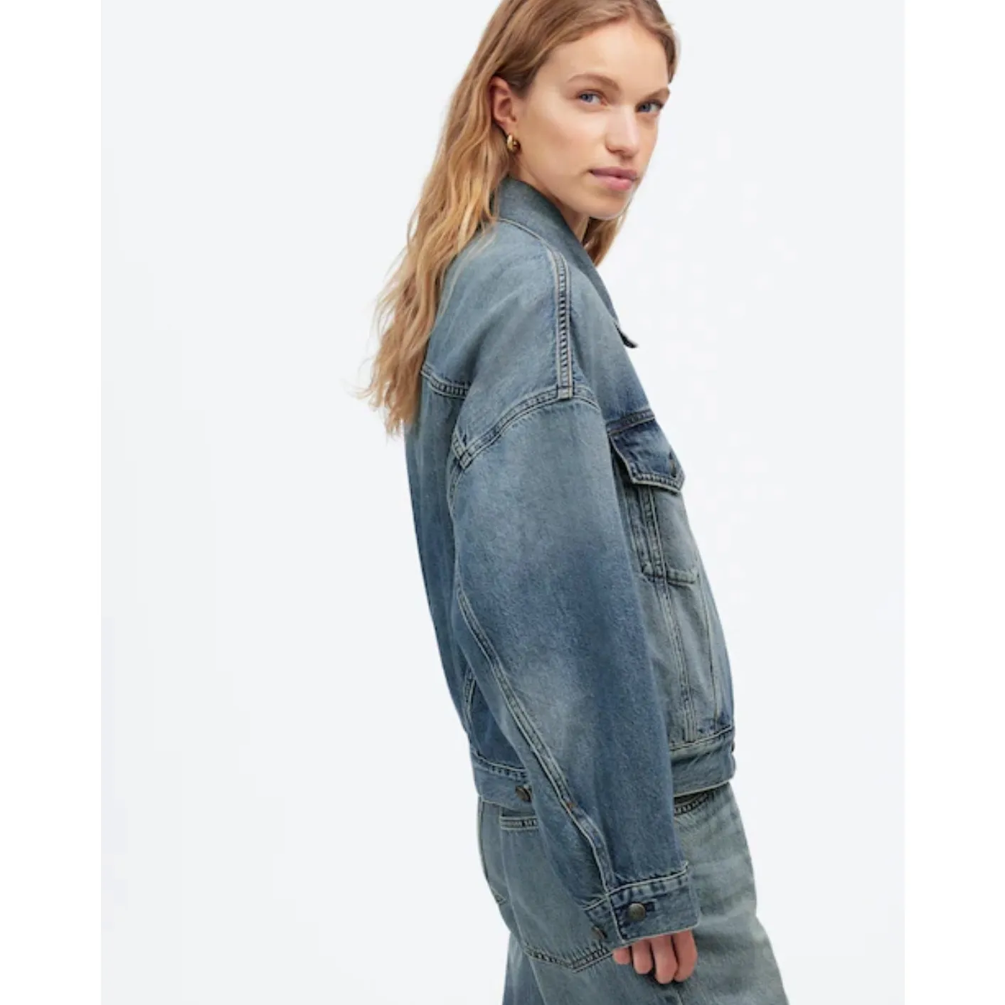 NWOT Madewell Relaxed Crop Trucker Jean Jacket In Billings Wash Size Small - Image 2