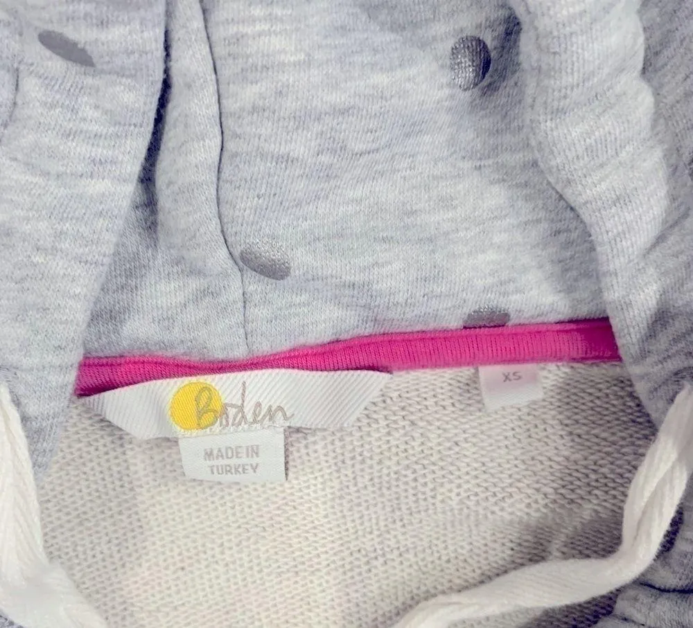 Boden polka dot Jersey lounge hoodie sweatshirt xs Silver - Image 3