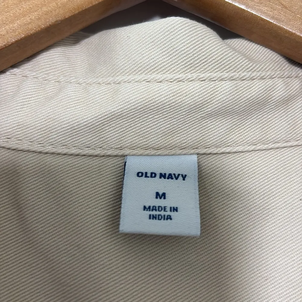 Old Navy Waist-Defined Short-Sleeve Specially-Dyed Utility Romper Cream Size M - Image 7