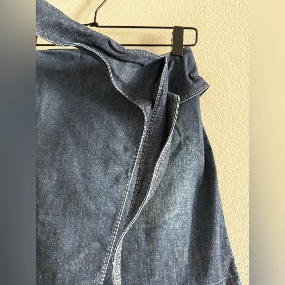 Paige Wrap Tie Front Denim Mini Skirt S - Image 3