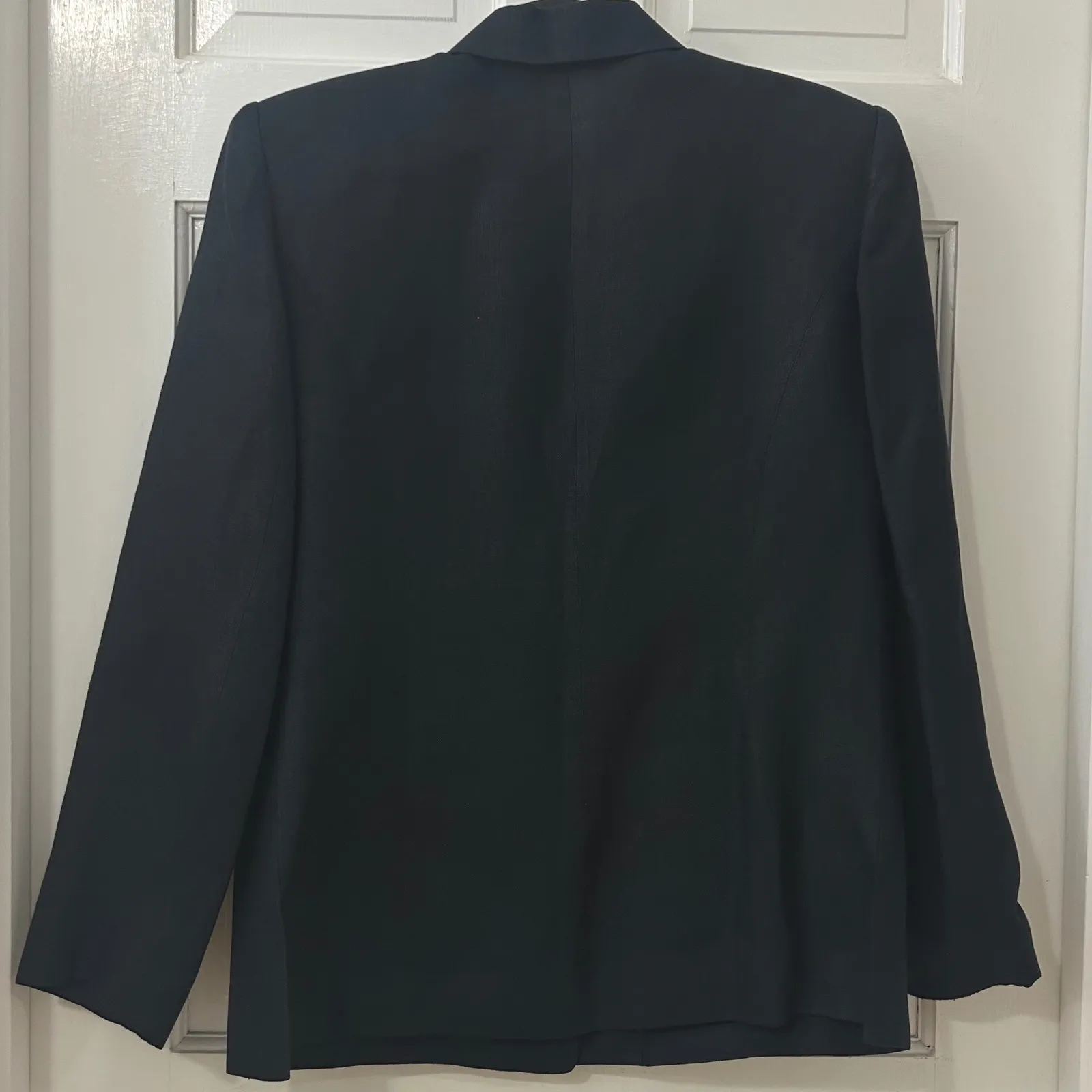 Talbots Size 8 100% Irish Linen Classic Black Button Up Boxy Blazer Jacket - Image 2