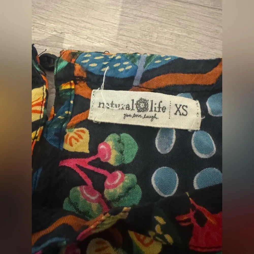 Natural Life Black Neon Floral Short Patti Dress Boho Beach Vacation Size XS - Image 8