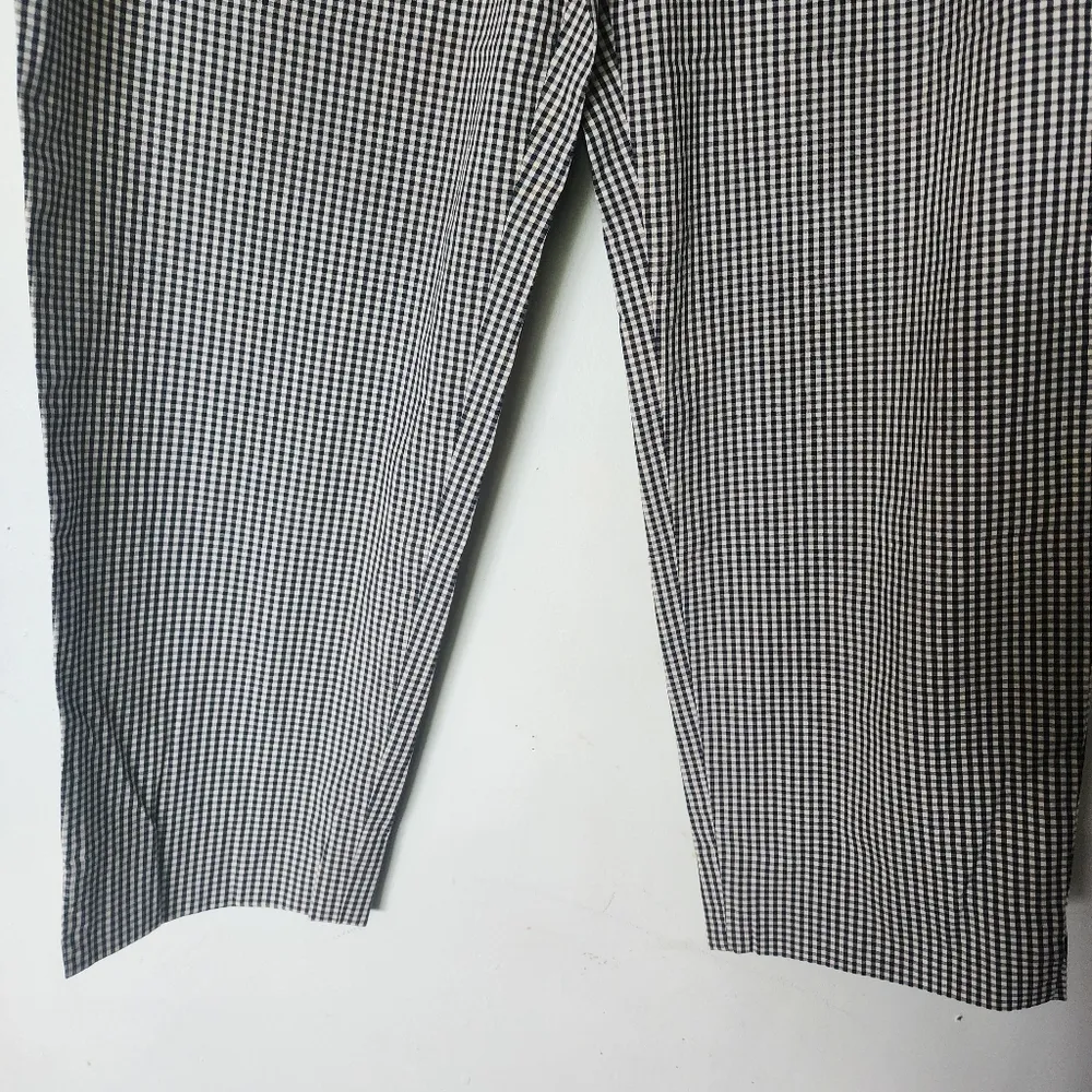 INC International Concepts Gingham Check Capri Cotton Pants Black Size 12P - Image 4