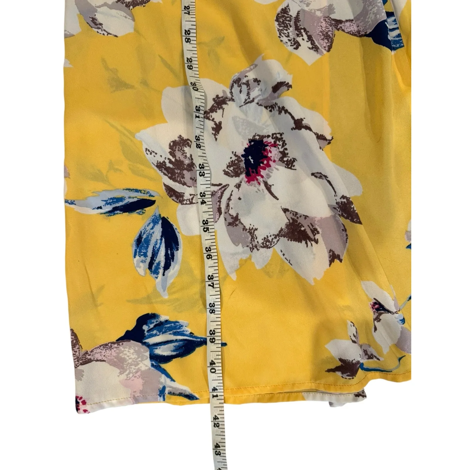 City Triangles Women’s Yellow Floral Maxi Skirt Medium Elastic Waist Lined - Image 7