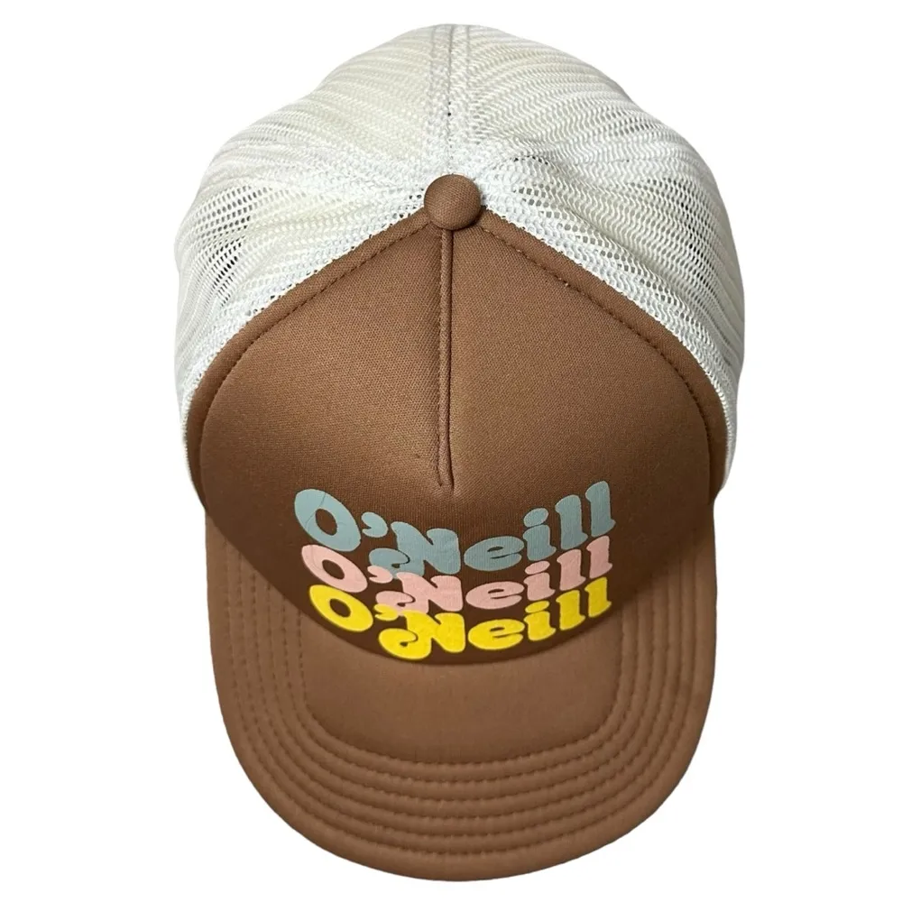 Vintage O’Neill Trucker Hat Brown Beach California Retro Logo Spell Out Surf - Image 2