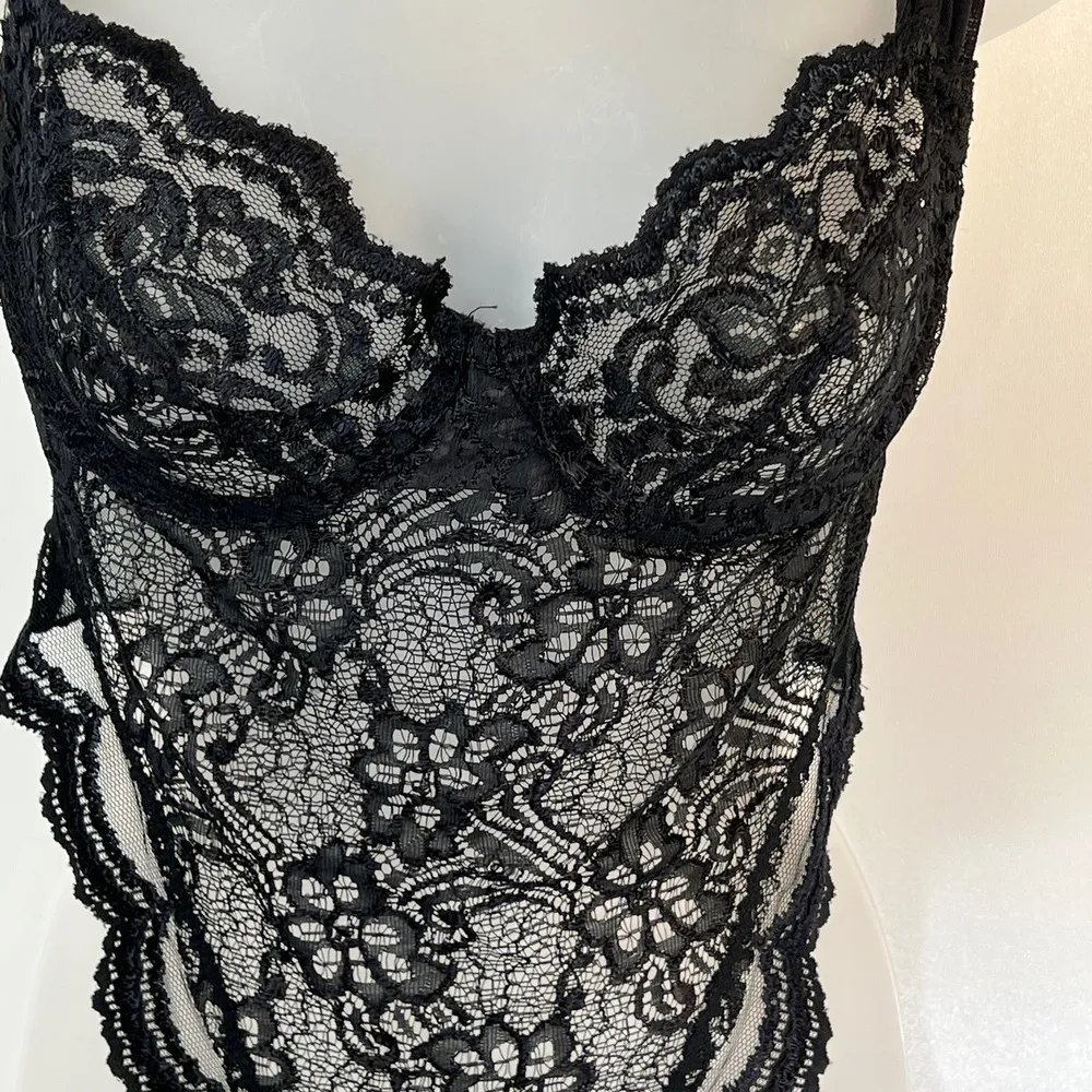 Vintage 80s Victoria Secret G String High Cut Thong Lace Bodysuit Gold Label - Image 6