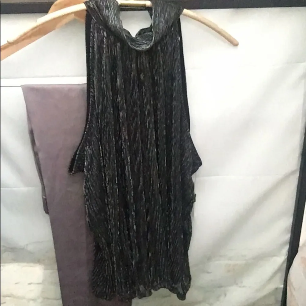 New Women’s Nine West High Halter Turtle Neck Metallic Tank Shirt - Image 4