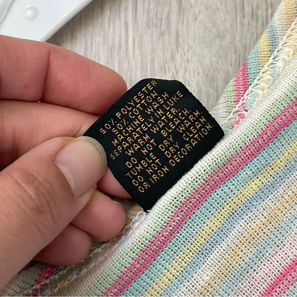 Vintage Striped Tshirt pastel womens large y2k 90s casual kidcore knitty gritty Pink - Image 6