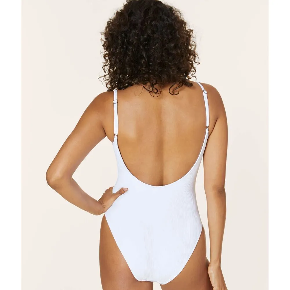 Andie Swim The Laguna Ribbed One Piece in White XS NWT - Image 6