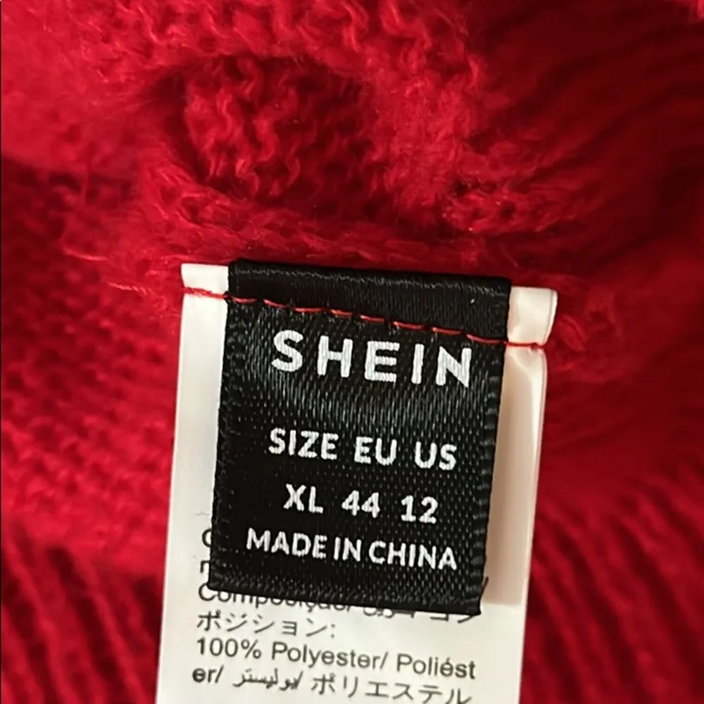 SHEIN Elegant Red Sweater with Black Floral Accent Sz XL - Image 9