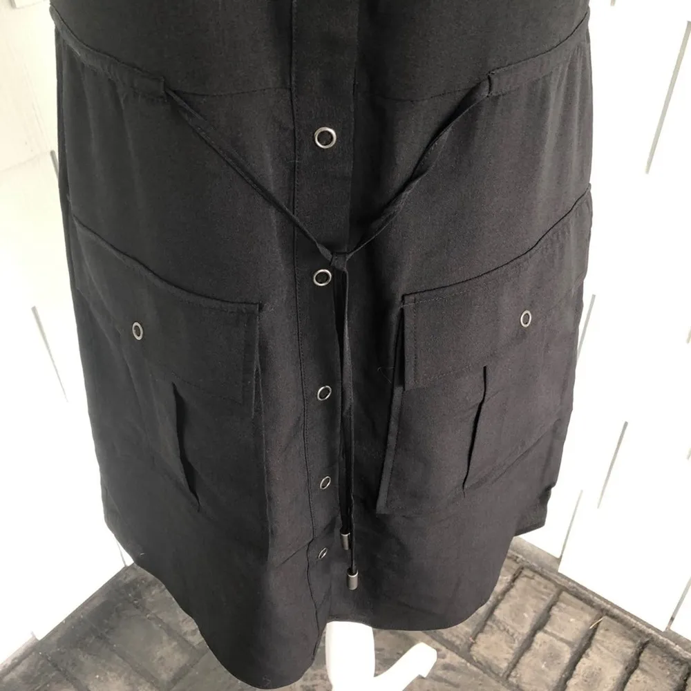 Haute Hippie Women's Black Snap Button Pocket Sleeveless Shirt Dress sz XS - Image 5