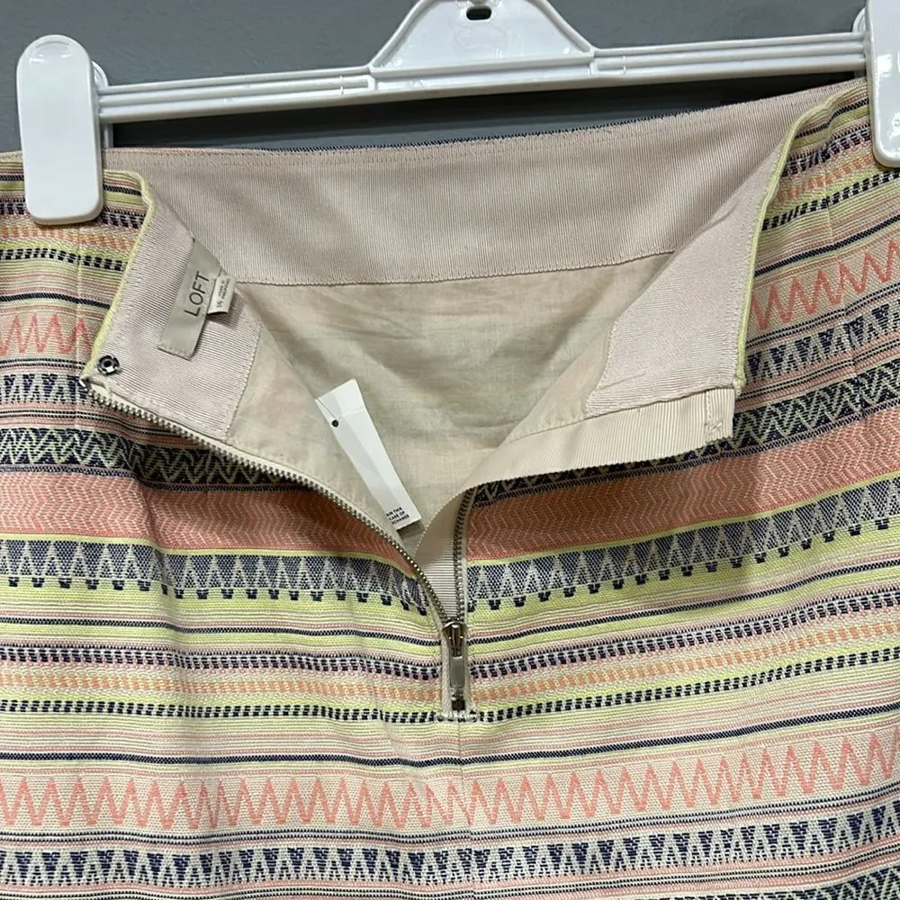 LOFT Mini Skirt Striped‎ Geometric Career Casual Cute Skirt Size Small - Image 4