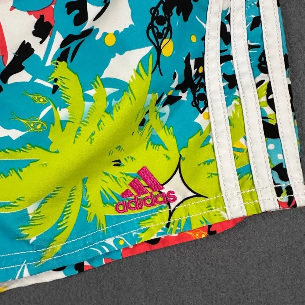 adidas Womens 9 Board Shorts Swim Suit Trunks Cover Up Floral Tropical Print - Image 2