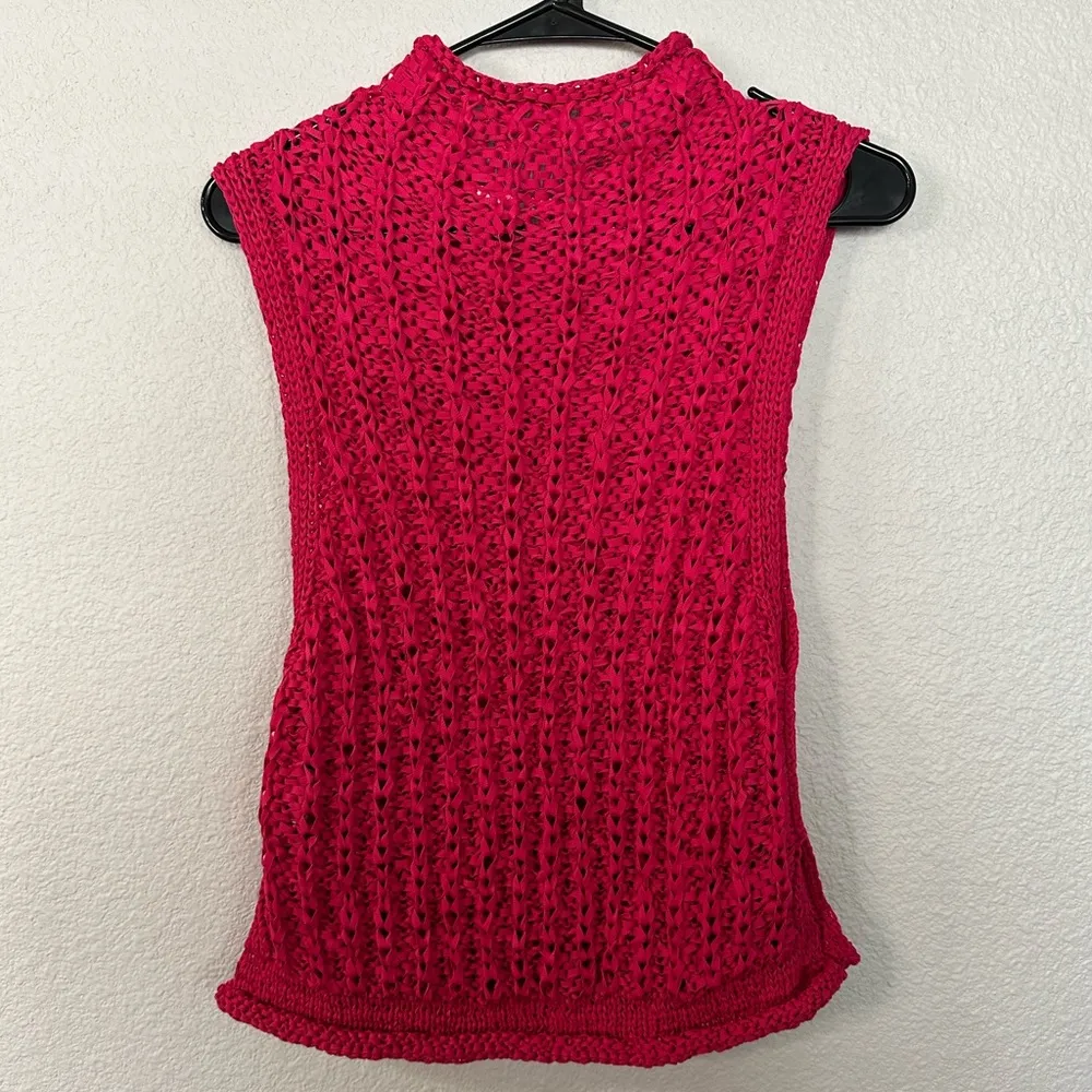 Anthropologie Moth Fuchsia Pink Cabled Knit Shell Sleeveless Sweater Tank Size M - Image 5