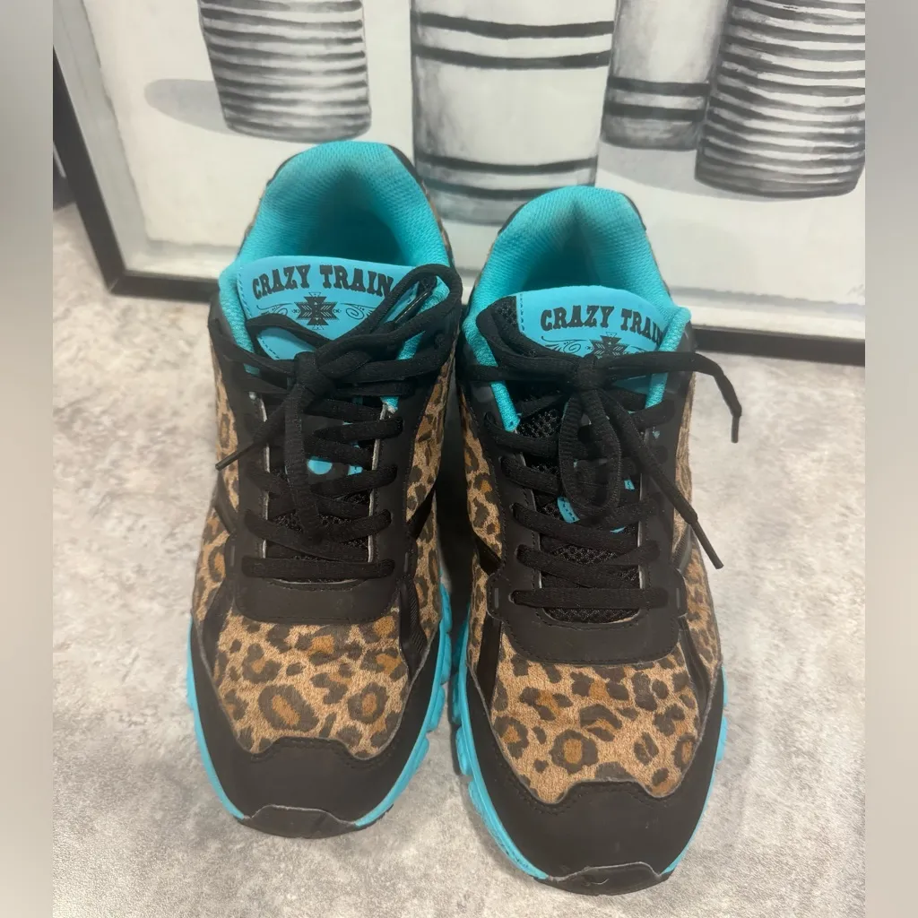 Crazy Train Blue Cheetah Run Wild Shoes Women's Size 9M - Image 4