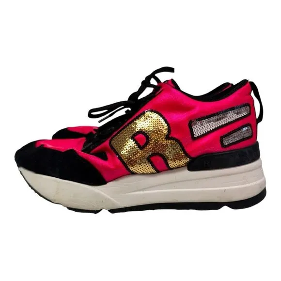 RUCOLINE Womens Pink Black R Sequins Platform Chunky Sneakers Shoes Size Unknown - Image 5