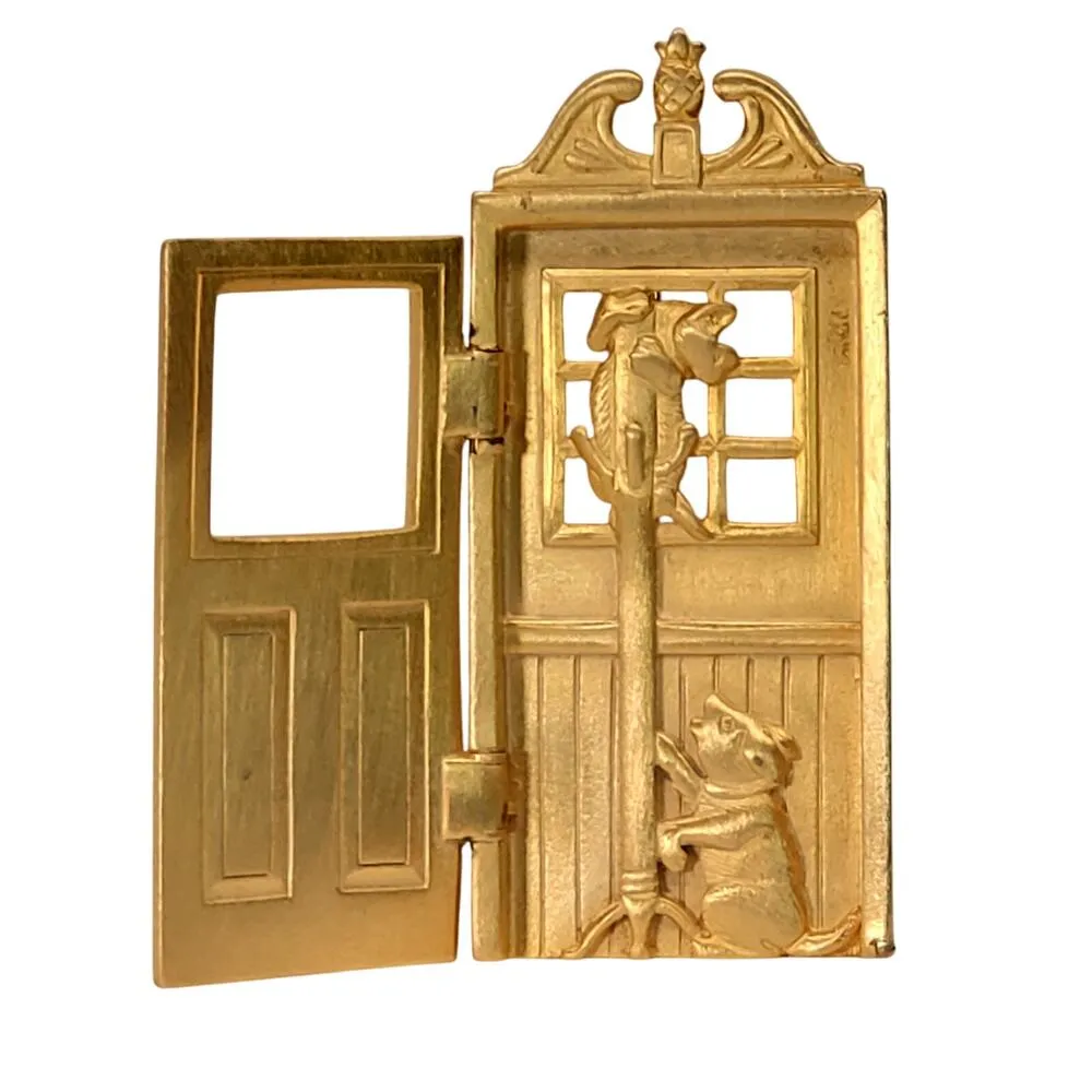 Signed JJ Jonette Cat and Dog Lover Gold Tone Vtg Brooch Jewelry Pets Kitten Pup - Image 3