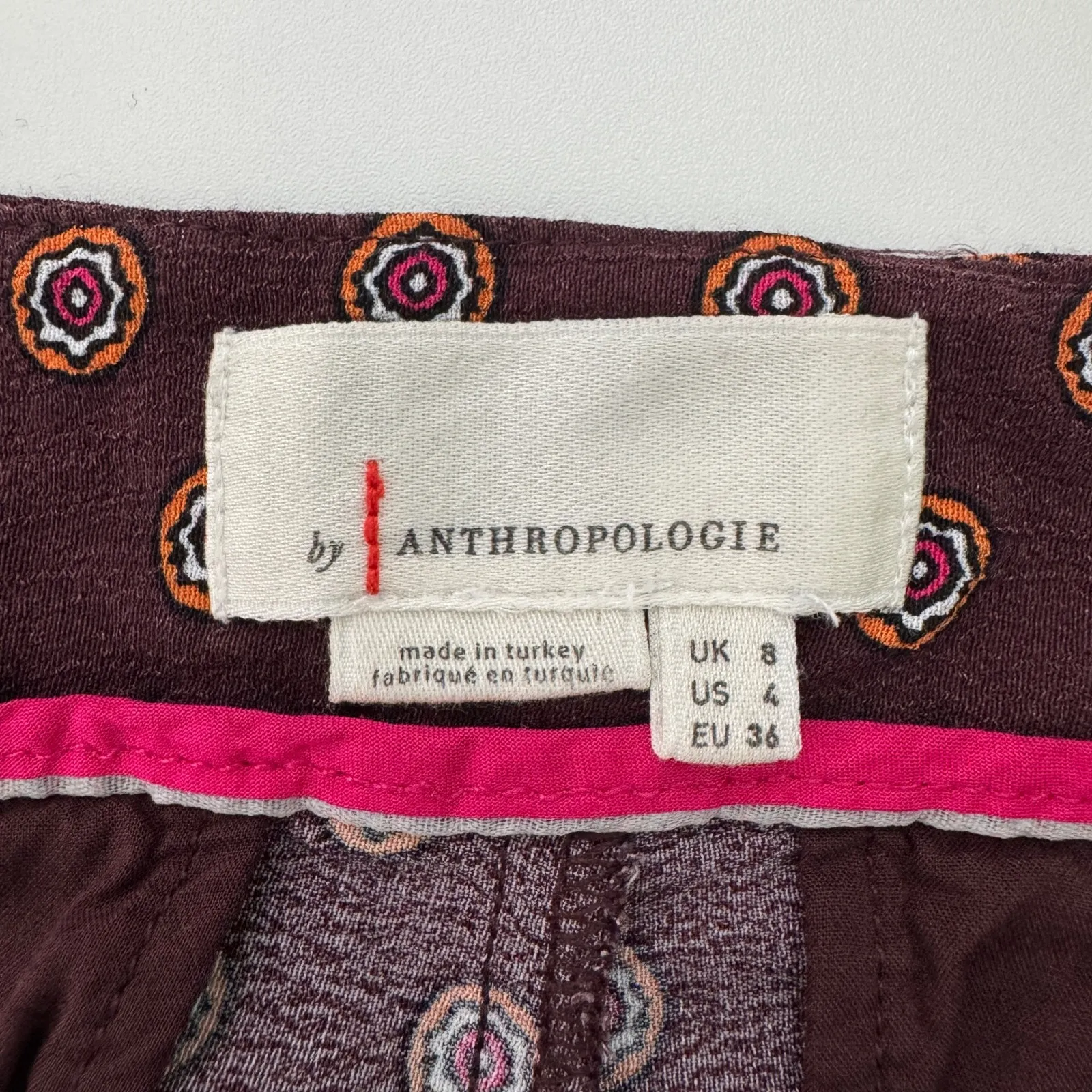 Anthropologie Wide Leg Pants Size 4 Maroon Print Boho Flowy Casual Artsy - Image 10