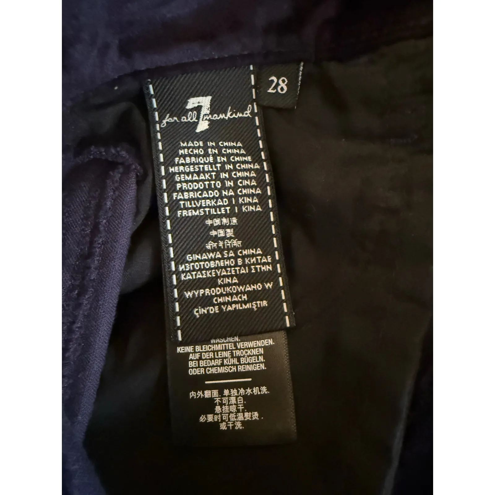 7 For All Mankind High Waist Velvet Ankle Skinny Pants Womens Sz 28 Royal Purple - Image 6