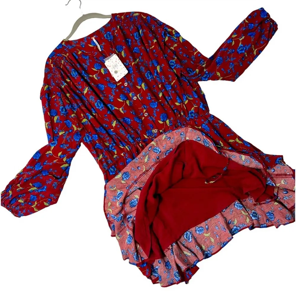 Free People Mini Flower Fields Mini Burgundy Dress S/P - Image 34