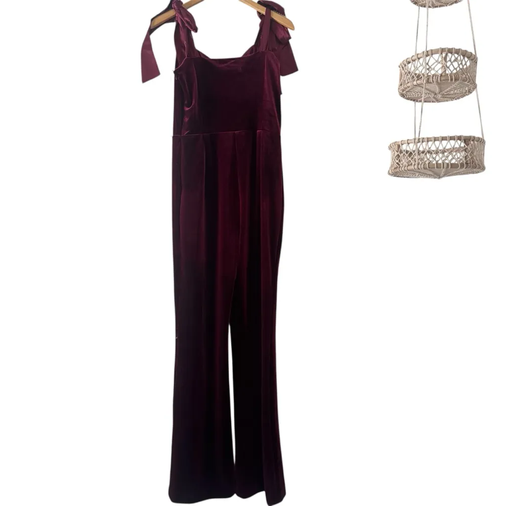 VICI x Emily Travis Logan Velvet Shoulder Tie Jumpsuit - Image 5