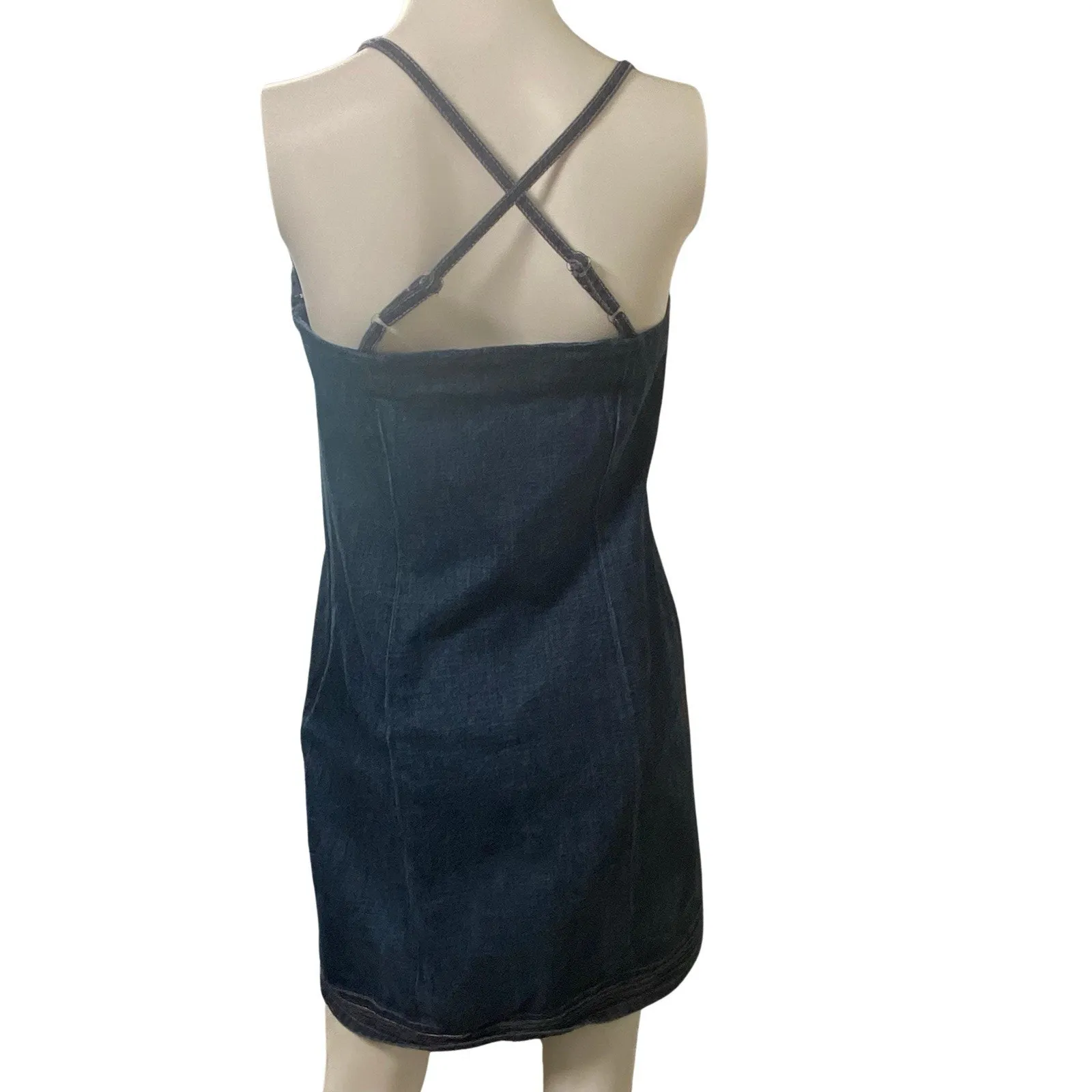 Old Navy Denim Dress Women's Size 8 Sleeveless Y2K Vintage Pink Stitch - Image 3