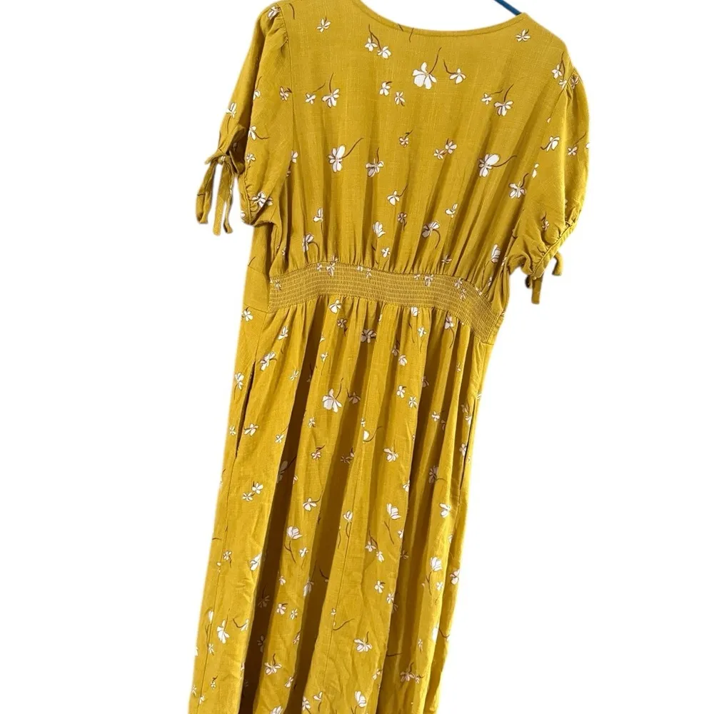 Universal Thread Yellow Gold Puff Sleeve Midi Dress - Image 4