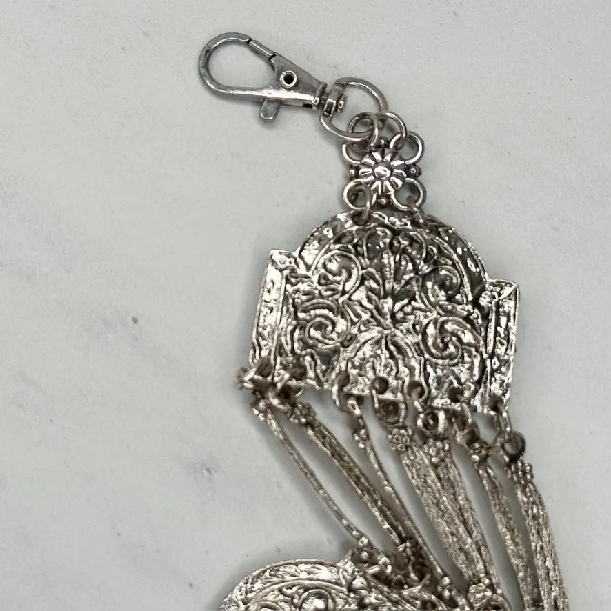 Chunky Wide Floral Filigree Silver Chain Belt One Size (OS) Statement Boho ✨ - Image 4