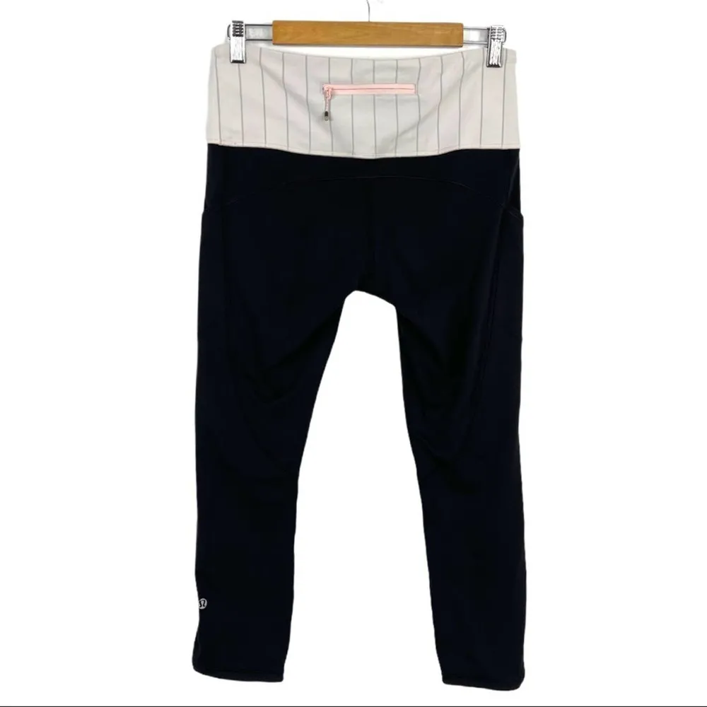 Lululemon Can't Stop Crop High Rise Runners Leggings Black / Slalom Stripe 8 - Image 7