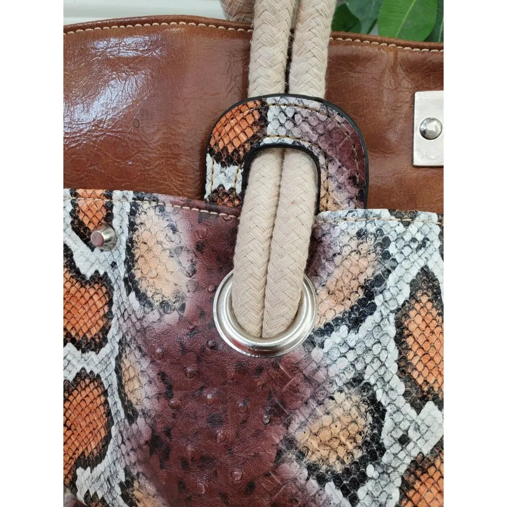 Elite Model's Fashion Women Two Tone PVC & Polyester Leopard Print Handbag Purse - Image 2