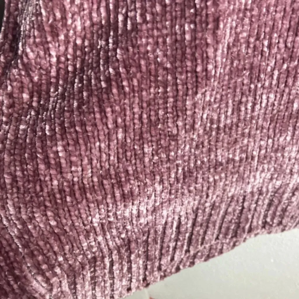Orvis Size Xl Chenille Crushed Velvet Pullover V-Neck Sweater Mauve Pink Ribbed - Image 5