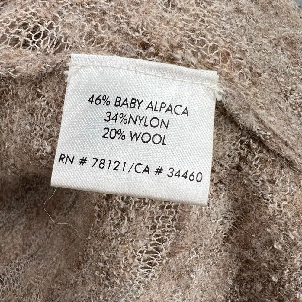 Eileen Fisher Cardigan Sweater Taupe Draped Hem Baby Alpaca Wool Blend Small - Image 4