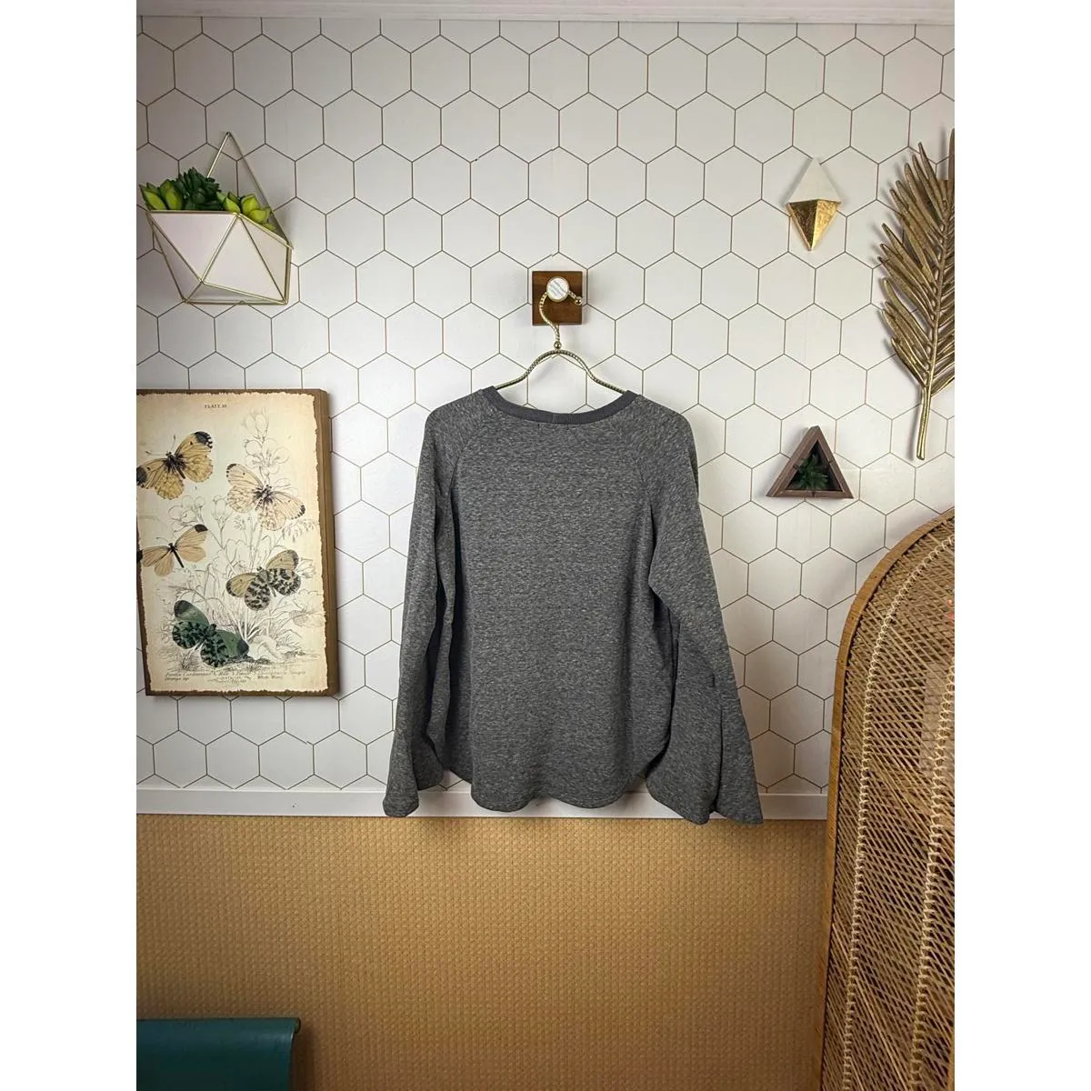 LNA Gray Heathered Trumpet Sleeve Pallenberg Sweatshirt - Size - Small - Image 3