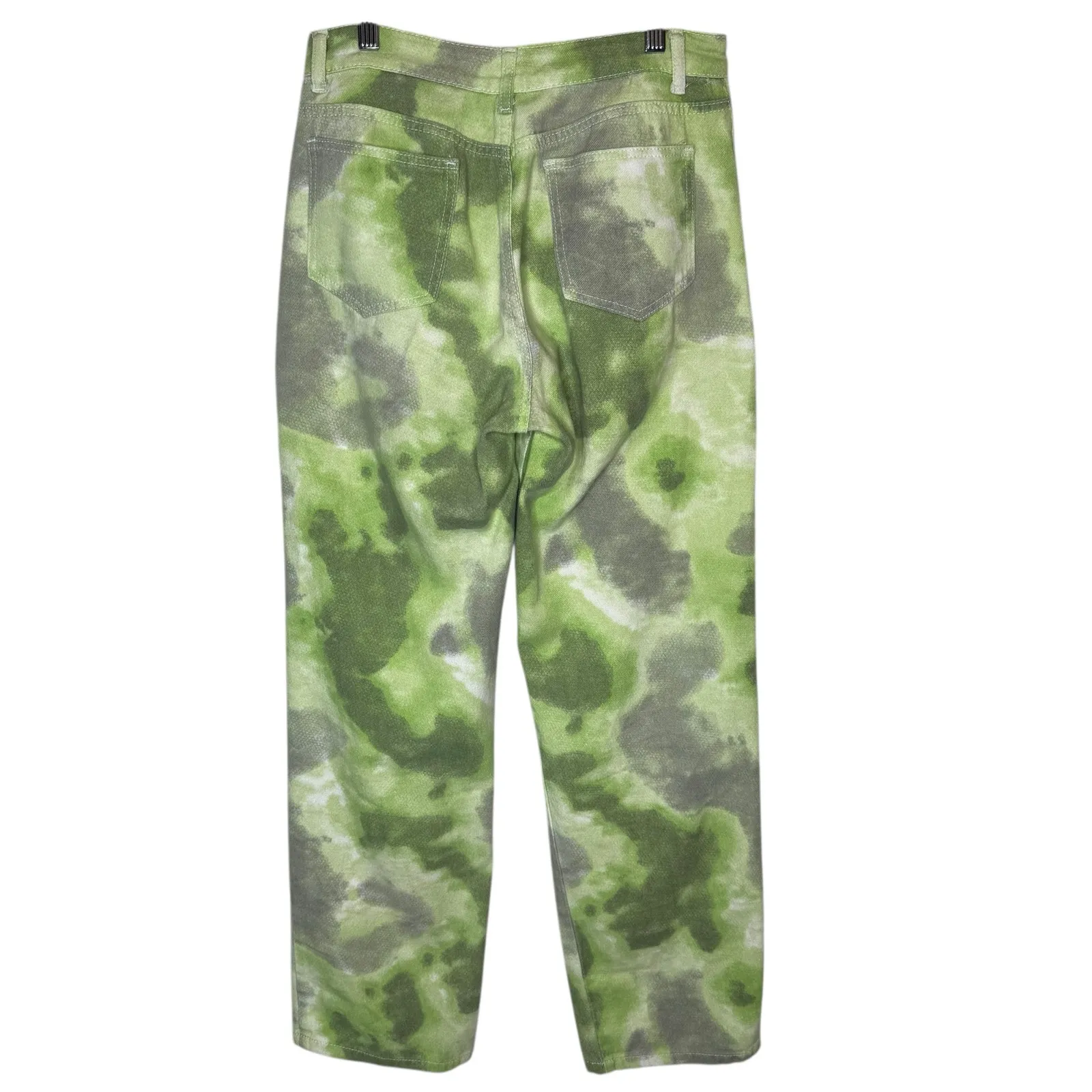 High Rise Baggy Wide Leg Jeans‎ Cotton Twill Pants Green size Small - Image 3