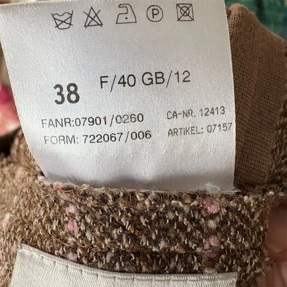 BASLER Women's Tweed Wool Silk Blend Dress Pants Size 8 Multicolor Workwear Brown - Image 5