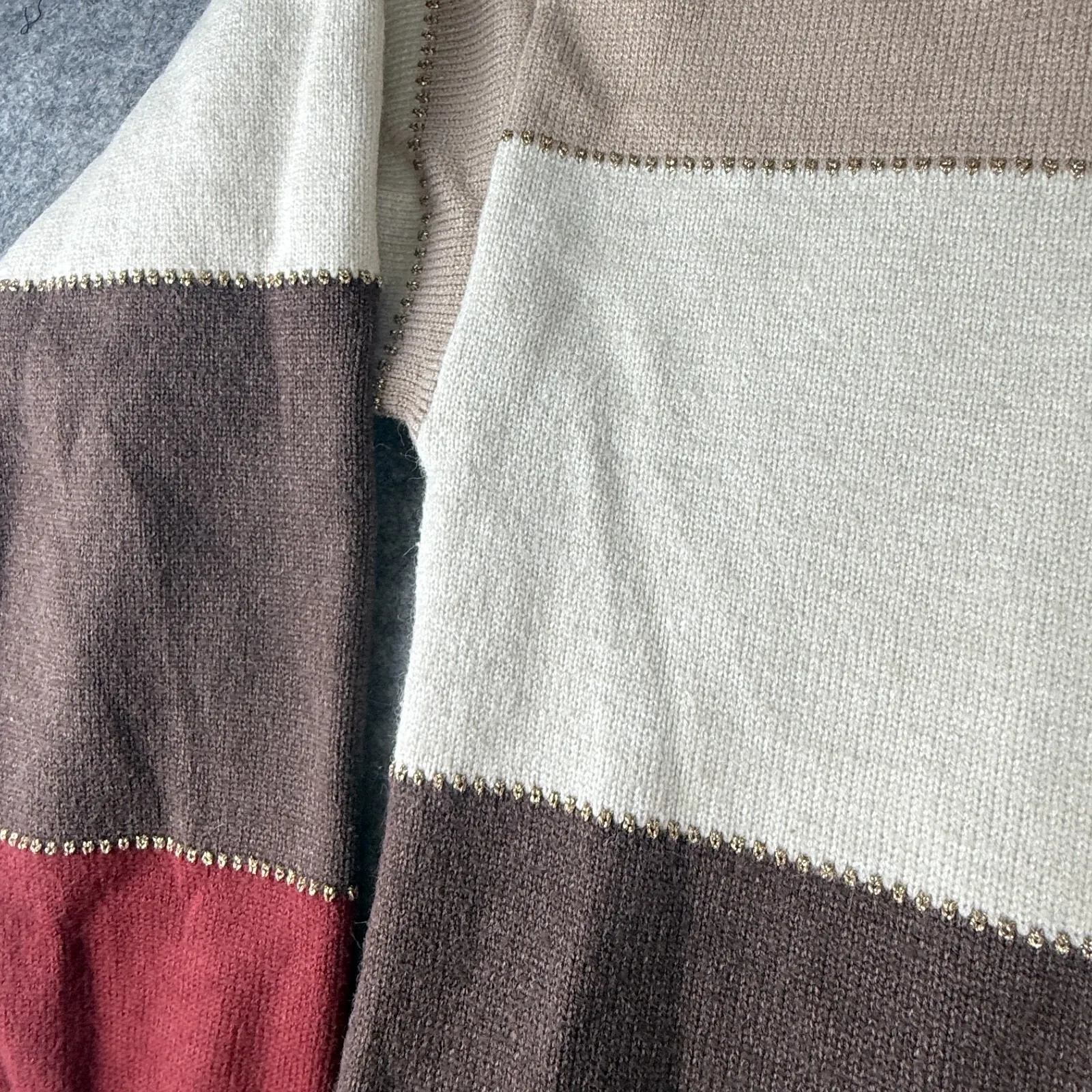 Womens Bohme Crew Super soft Colorblock sweater gold detailing S‎ - Image 4