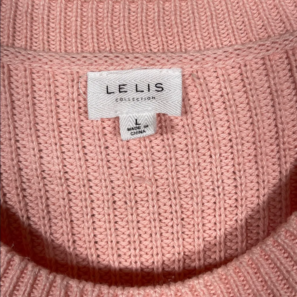 LE LIS KNIT LOVE VALENTINES PINK RED SWEATER COTTON LARGE - Image 3