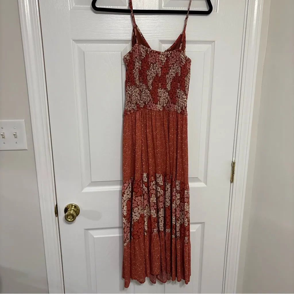 Band of Gypsies Orange, Red, and Pink Floral Patterned Sun Dress Size Small - Image 5