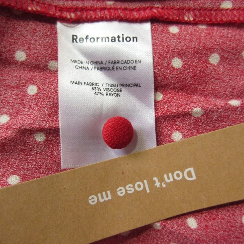 NWT Reformation Locklin in Ditty Red Polka Dot Print Midi Shirt Dress 4 $198 - Image 3