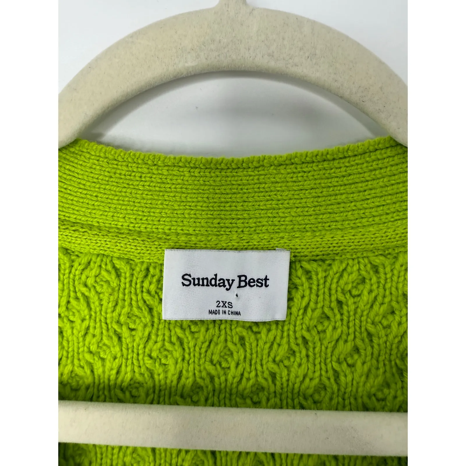 Sunday Best Cooper Cardigan Lime Green Cable Knit Crop 2XS Preppy | $128 Retail Size XXS - Image 5